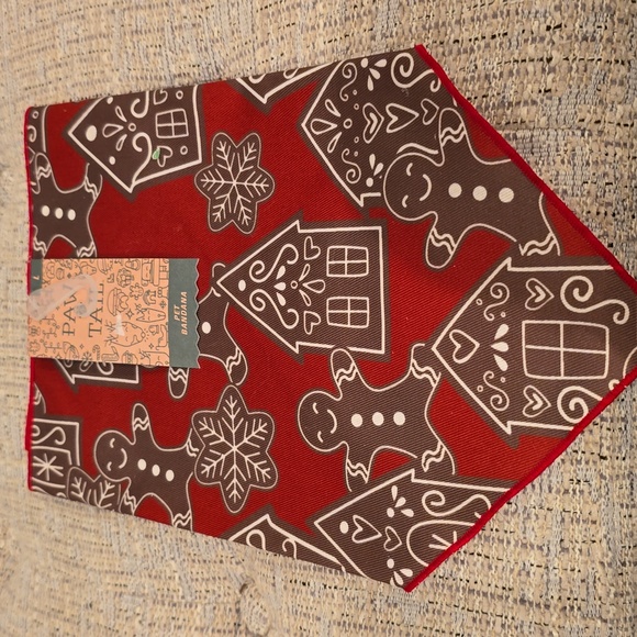 PAW & TAIL RED & BROWN GINGERBREAD MAN PET BANDANA, PLAID BOW TIE, BOW BUNDLE - Picture 3 of 14
